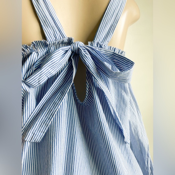 Zara Striped Floral Embroidered Shirt Mini Dress Long Sleeve Eyelets Victorian - Picture 10 of 13